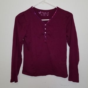 Faded Glory Purple Long Sleeve V-Neck